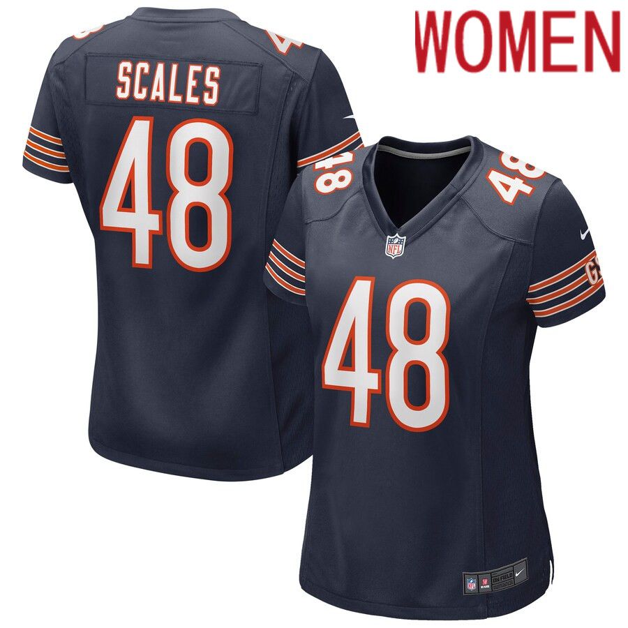 Women Chicago Bears #48 Patrick Scales Nike Navy Game NFL Jersey->women nfl jersey->Women Jersey